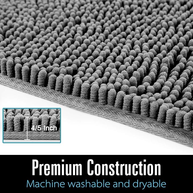 LOCHAS Luxury Bathroom Rug Shaggy Bath Mat 24 x 60 Inch, Washable Non Slip Bath - Image 3