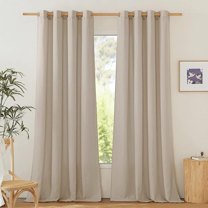 NICETOWN Linen Flax Semi Sheer Curtains 94" Length, Grommet Window Treatments by NICETOWN