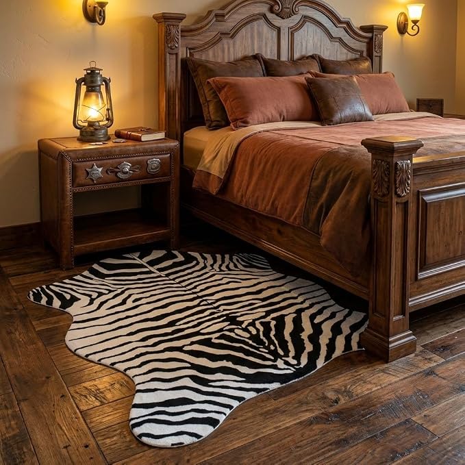 MustMat Faux Animal Rug 4'7''×5'3'' Soft and Cute Zebra Throw Rugs - Image 6