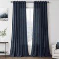 Nanspring Vintage Blue Linen Curtains 96 Inches Long 2 Panels Set by Nanspring