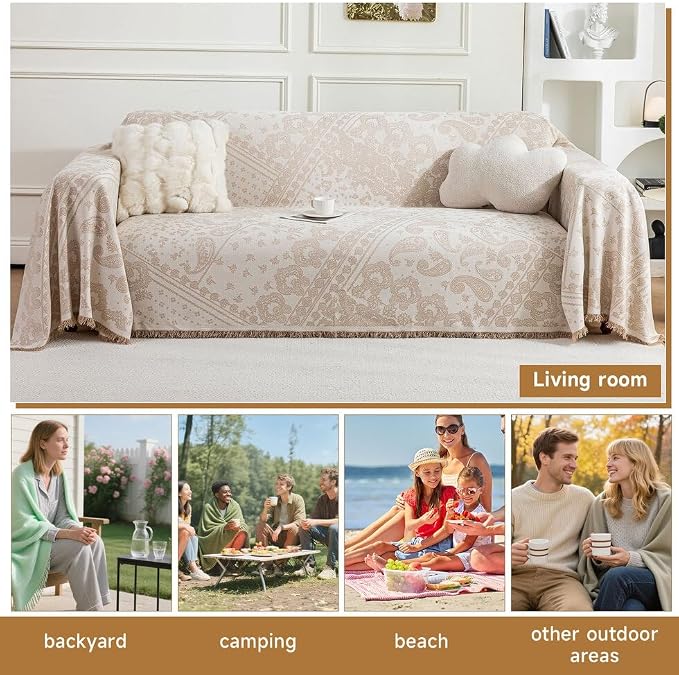 ROOMLIFE Beige Couch Covers for Sofa, Sofa Covers Washable Non Slip Furniture - Image 7