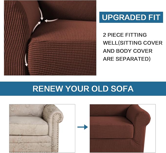 H.VERSAILTEX 2 Piece Couch Cover Stretch Stylish Chair Cover Furniture - Image 6