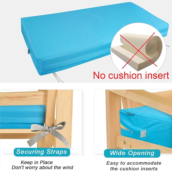 NettyPro Patio Bench Swing Loveseat Cushion Covers 59 Inch, Outdoor Furniture - Image 4