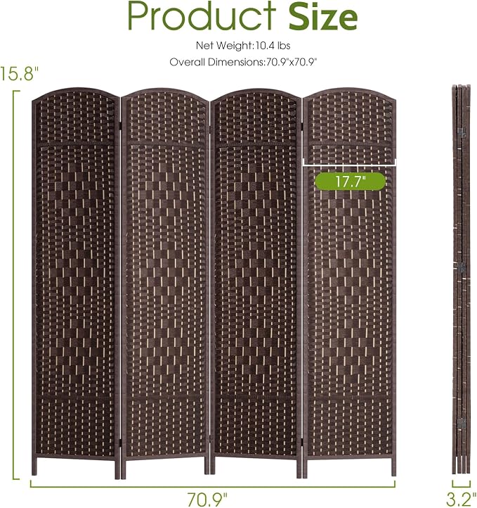 FDW Room Divider Folding Privacy Divider 6 Ft Indoor Wall Divider Portable - Image 3