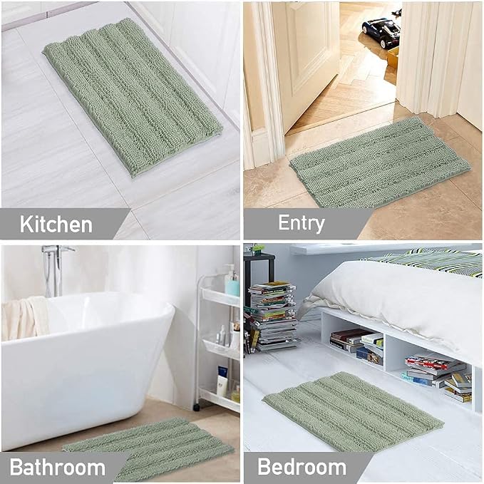 Turquoize Bathroom Rugs Shaggy Chenille Bath Rug Non Slip Thick Shaggy Bath Mats - Image 6