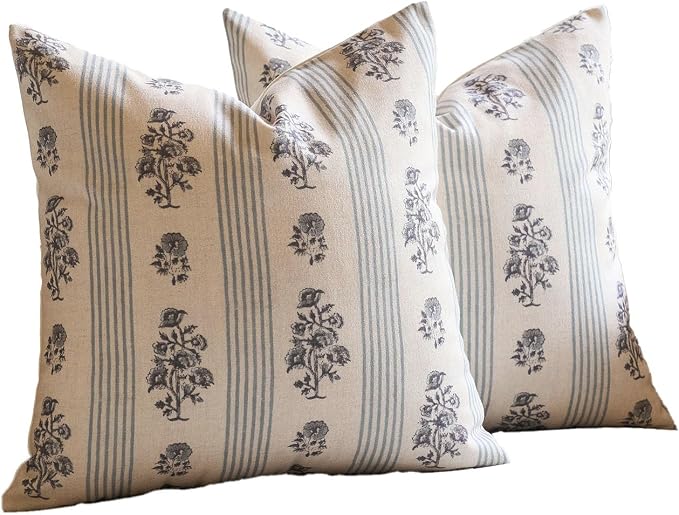 Amor Virisso Floral Throw Pillow Covers 20x20 Set of 2 Block Print Pillow - Image 8