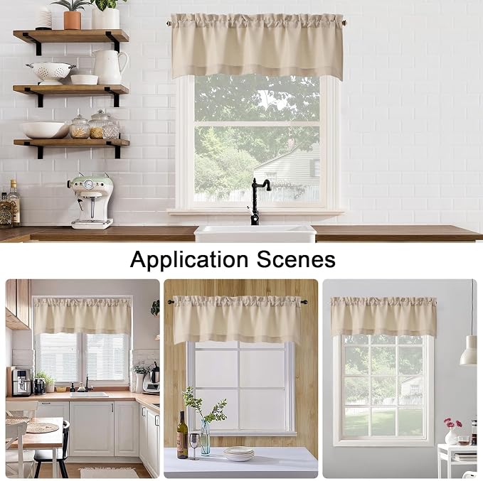 Chyhomenyc Valance for Windows, Faux Linen Slub Textured Small Valance for - Image 5