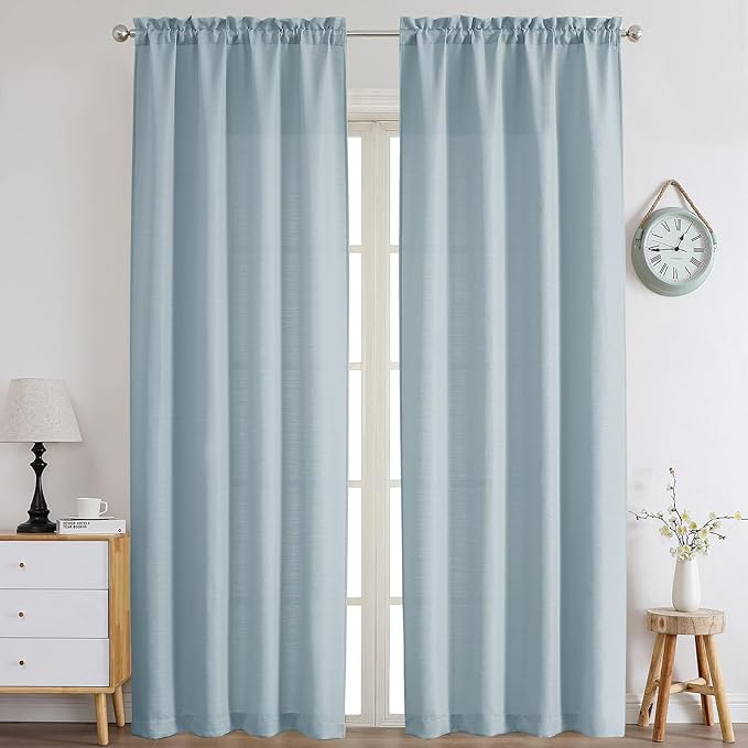 Chyhomenyc Bennet Aqua with Greenish Tone Curtains 96 Inches Long 2 Panels by Chyhomenyc