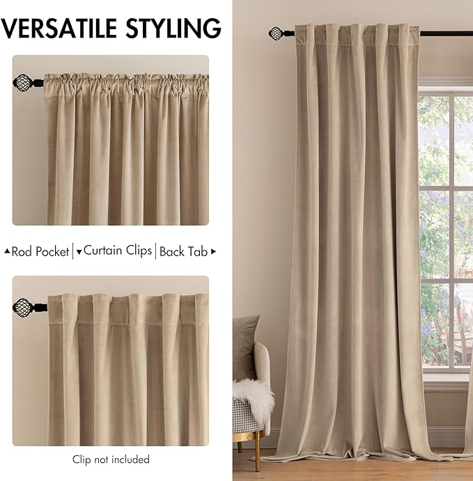 MIULEE Velvet Curtains 96 inches 2 Panels - Image 2