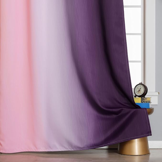 Estelar Textiler Ombre Pink and Purple Blackout Curtains 72 Inch Length 2 Panels - Image 6