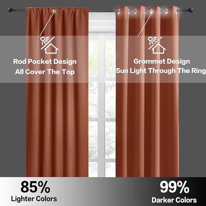 RYB HOME Basement Bathroom Kitchen Cafe Blackout Privacy Curtains, Short - Image 7