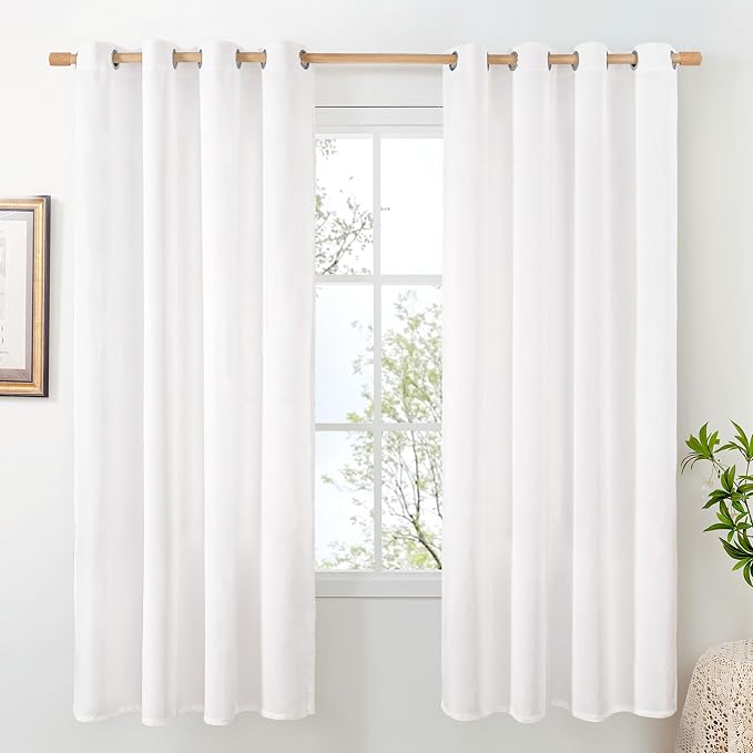 BGment Linen White Curtains 72 Inches Long by BGment