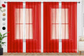 SpaceDresser Sheer Red Curtains 4 Panels Rod Pocket Semi-Sheer Curtain 108 by SpaceDresser