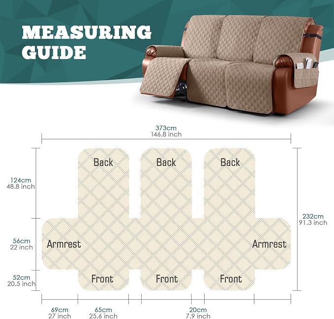 Ruaozz Waterproof Recliner Couch Covers Sofa Slipcovers Washable 1-Piece - Image 2