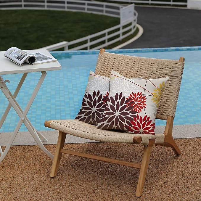 DFXSZ Red Brown Outdoor Pillow Cover 20X20 Inch Set of 2 Outdoor Waterproof - Image 3