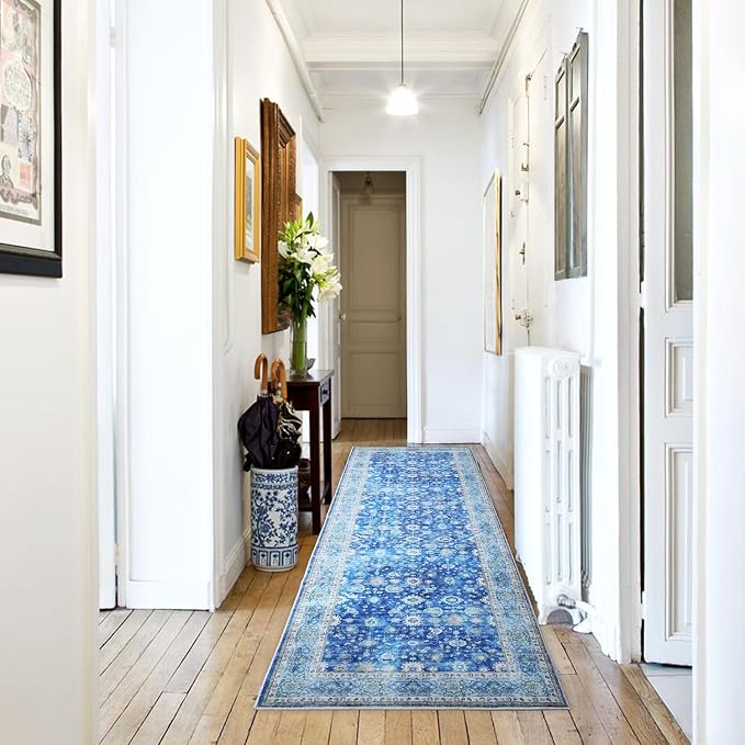 Rugcomf Runner Rug 2'6''x8' Hallway Washable Boho Soft Area Rug Non-Slip Faux - Image 3