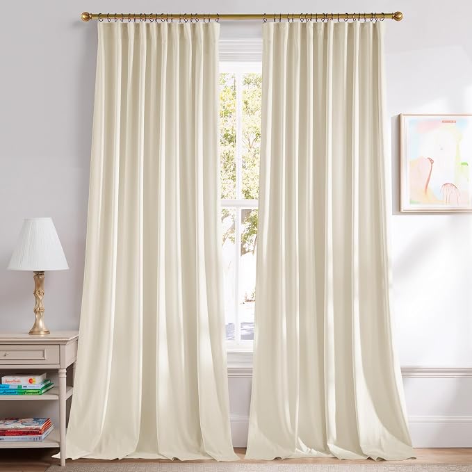 NICETOWN Ivory White Velvet Curtains 108" Length by NICETOWN