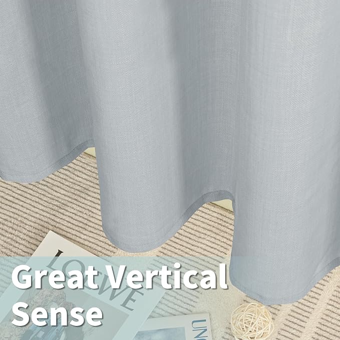 LAMIT Haze Blue Linen Curtains 54 Inch - Image 6