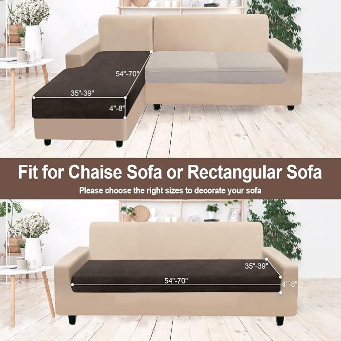 NAISI Sectional Couch Cover 1 Piece Velvet Separate Chaise Lounge Cover Soft - Image 5