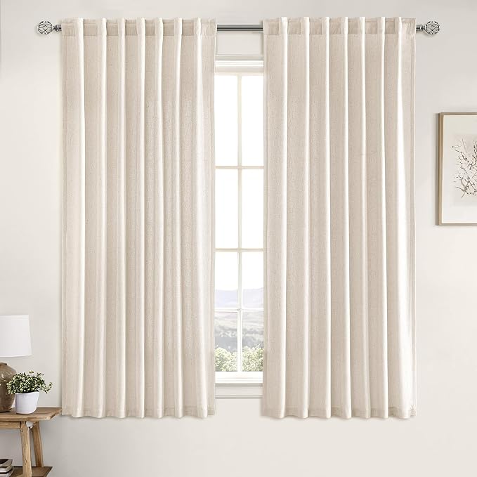 MIULEE Non-See-Through Privacy Linen Curtains 2 Panels, Light Filtering Window - Image 3