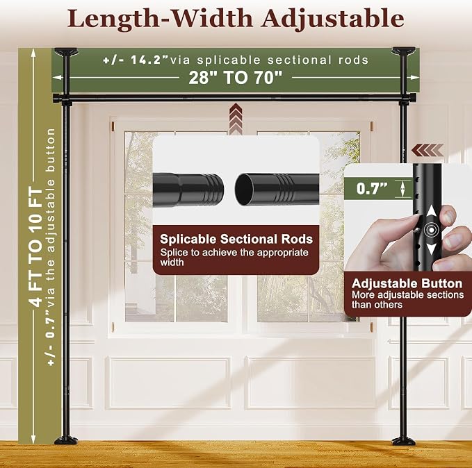 Goovilla Room Divider for Room Separation, Tension Curtain Rods No Drilling - Image 2