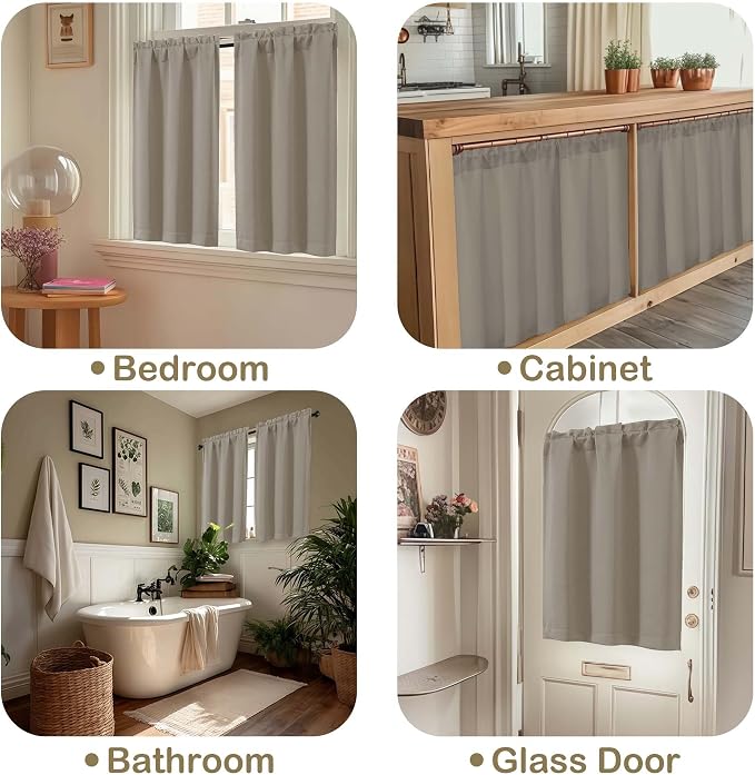 OVZME Stone Curtains for Small Window Treatment, Light Blocking Short Kitchen - Image 5