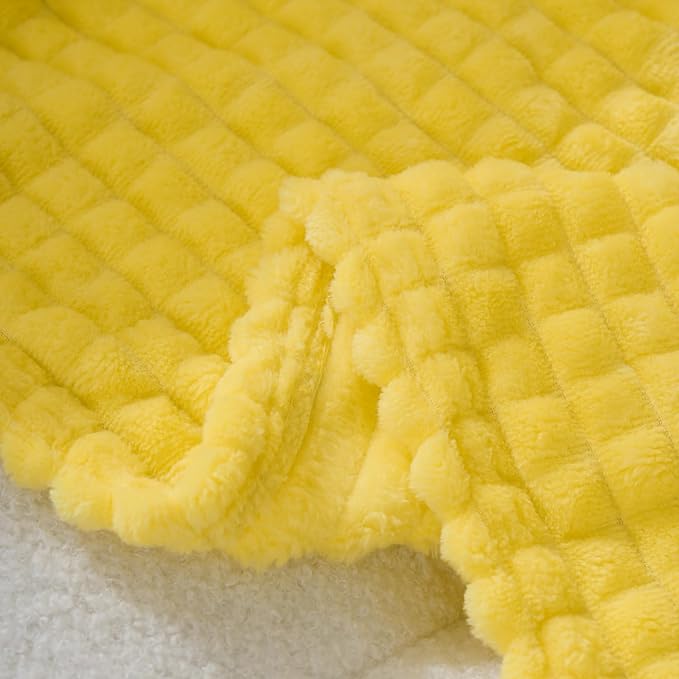 Puncuntex Flannel Fleece Throw Blanket Bright Yellow 60"×80", Super Soft Plush - Image 6