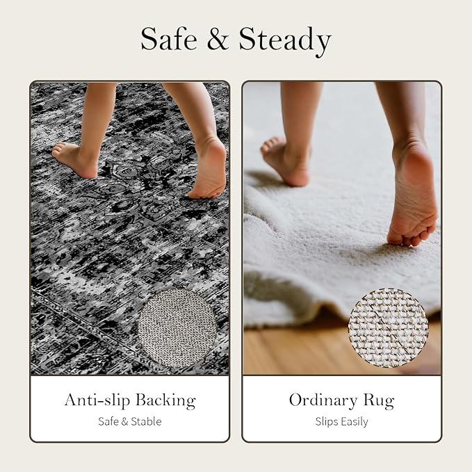 Area Rugs 5x7, Washable Black Rugs - Image 8