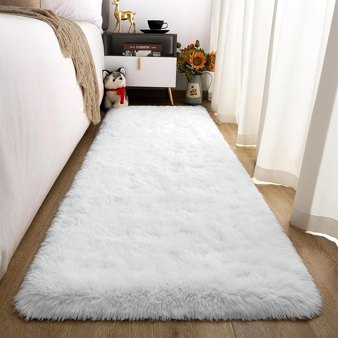 Merelax Soft Runner Rugs for Living Room Hallways Entry, 2x6 Snow White Fluffy - Image 4