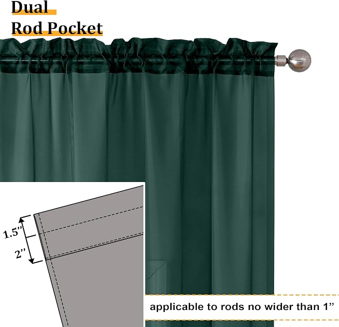 Aiyufeng Hunter Green Sheer Curtain Drapes 72 Inch Length 2 Panels - Image 4