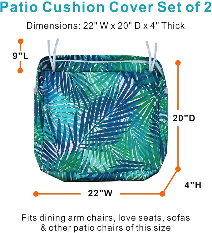 NettyPro Outdoor Cushion Cover Waterproof Patio Chair Seat Cushion Slip Cover 2 - Image 3