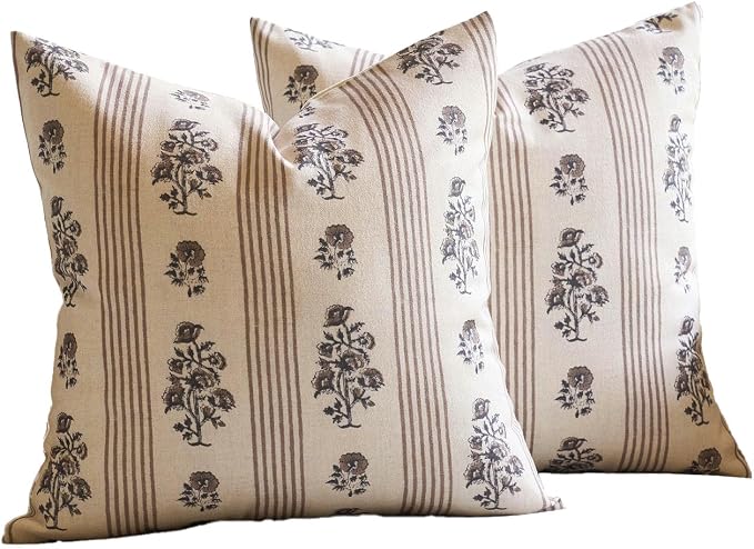 Amor Virisso Floral Throw Pillow Covers 22x22 Set of 2 Block Print Pillow - Image 8