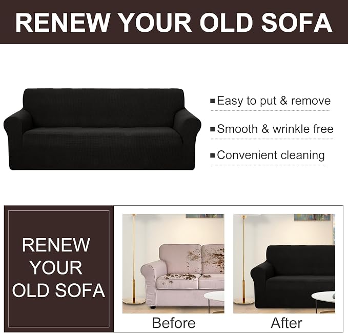 U-NICE HOME 4 Seater Stretch Couch Cover Sofa Cover Washable Sofa Slipcover - Image 5