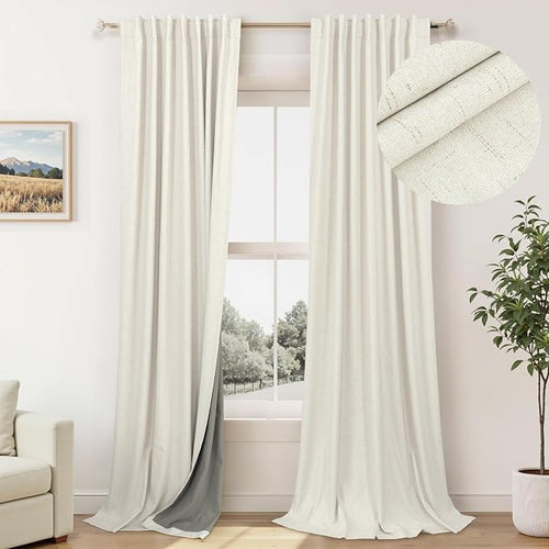 102 Inch Blackout Curtains Cream by Pitalk