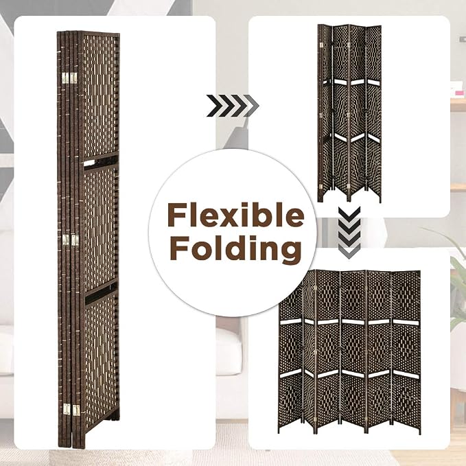 Room Divider 6 Panel Room Screen Divider Folding Portable partition Screen Wood - Image 4