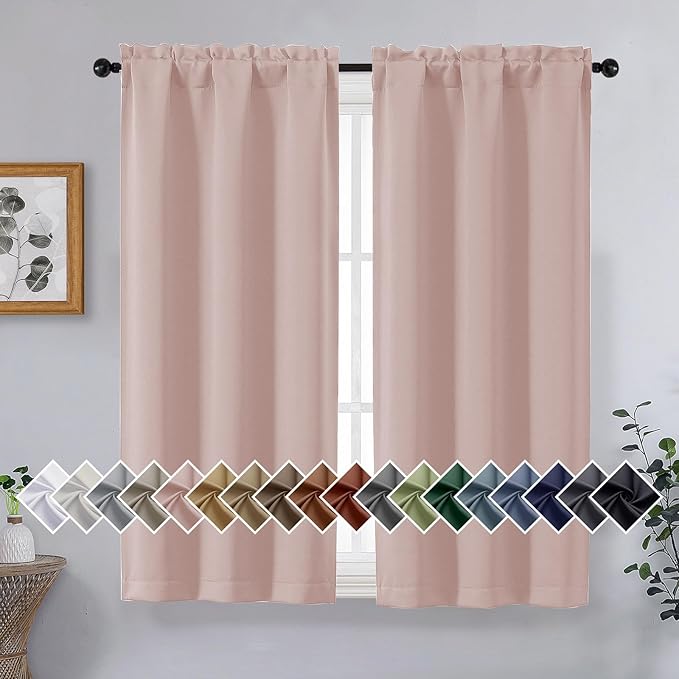 OVZME Blush Pink Short Blackout Curtains by OVZME