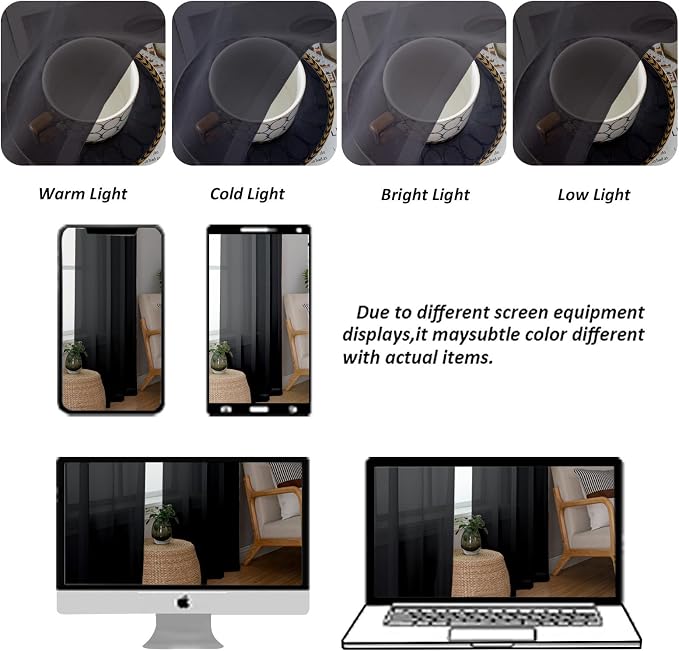Chyhomenyc Extra Long Black Sheer Curtains 144 inch 2 Panels, Translucent - Image 4