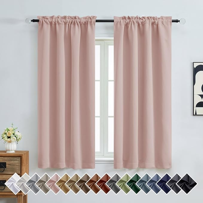 OVZME Blush Pink Blackout Curtains 2 Panels by OVZME