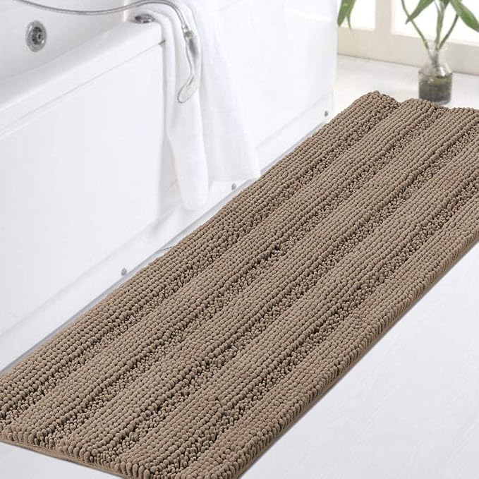 Turquoize Chenille Extra Long Shaggy Absorbent Non-Slip Bath Mat/Runner: 47" X by Turquoize