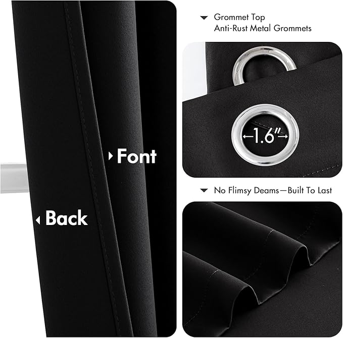 MIULEE Black Blackout Curtains for Bedroom Living Room 96 Inches Long 2 Panels - Image 4