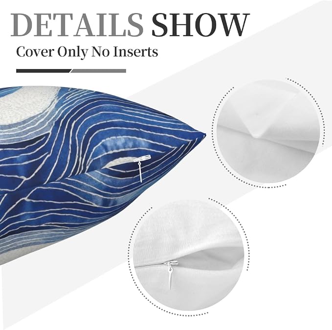 Navy Blue and White Wavy Throw Pillow Covers 18x18 Set of 2, Modern Abstract - Image 7