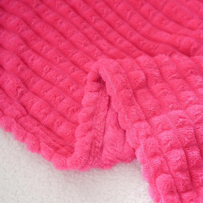 Puncuntex Flannel Fleece Throw Blanket Hot Pink 90"×90", Super Soft Plush Cozy - Image 4