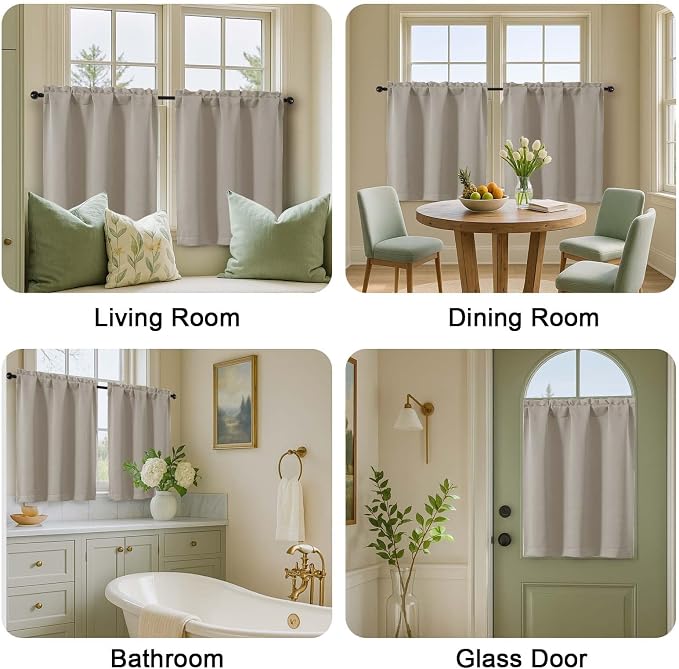 OVZME Stone Curtains for Small Window Treatment, Light Blocking Short Kitchen - Image 9