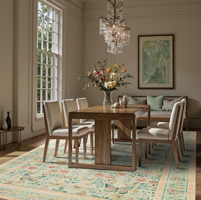 Rugxara Floral Rug for Living Room Bedroom, 8x10 Washable Rug, Large Non Slip - Image 4