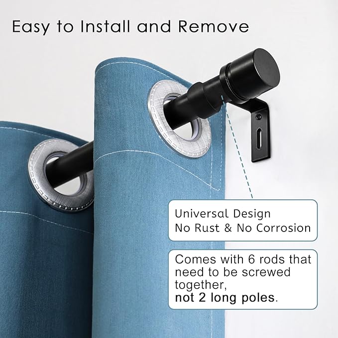 Byondeth Curtain Rods for Windows 16 to 120 Inches 2 Pack Adjustable Length 1 - Image 4