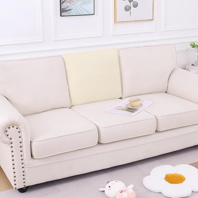 Smiry Waterproof Couch Cushion Covers, Stretch Jacquard Thick Sofa Cushion - Image 5