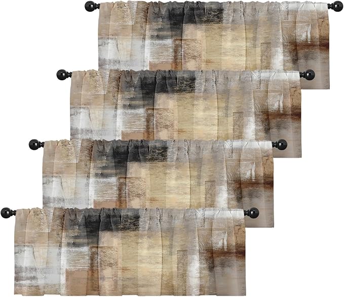 Emvency 4 Pack Valances Window Treatments, 52x18 Inch Rod Pocket Valances by Emvency