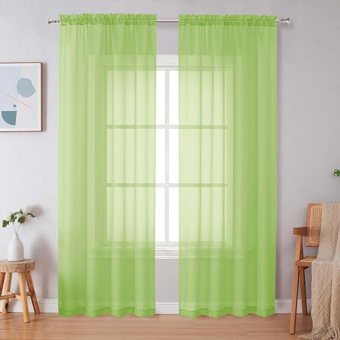 Simplebrand Rod Pocket Top Solid Voile Sheer Curtains - Image 4