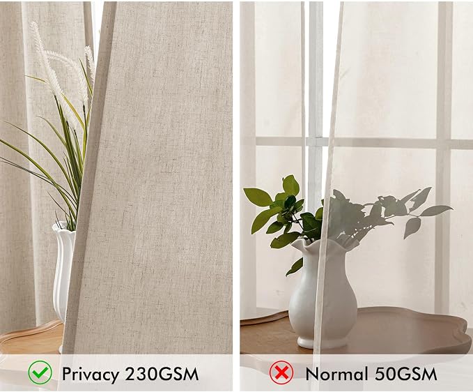 MIULEE Non-See-Through Privacy Linen Curtains 2 Panels, Light Filtering Window - Image 4