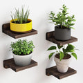 Fixwal Small Shelf for Wall, 5X5 Inches Floating Shelves Set of 4, Rustic Wood by Fixwal